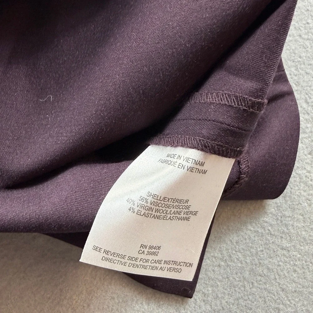Theory Pencil Skirt Women 2 Purple Wool Blend Zip Back Back Vent 28